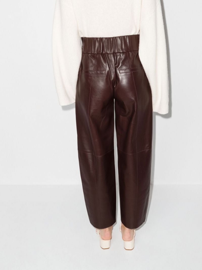 Brown Aurella Drawstring Waist Leather Trousers