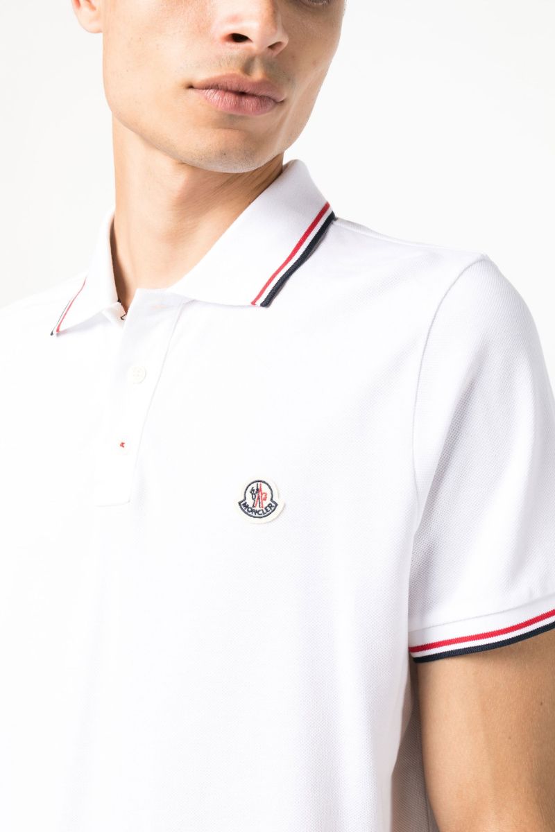 White Logo Cotton Polo Shirt