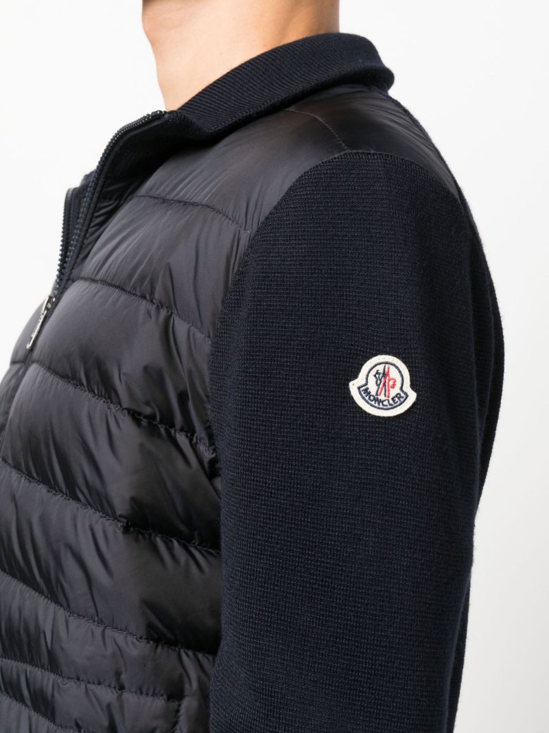 Blue Zip-up Padded Knit Cardigan
