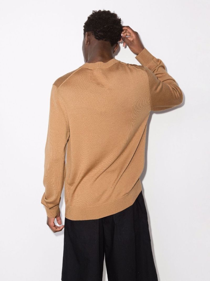 Brown Logo Print Knit Sweater