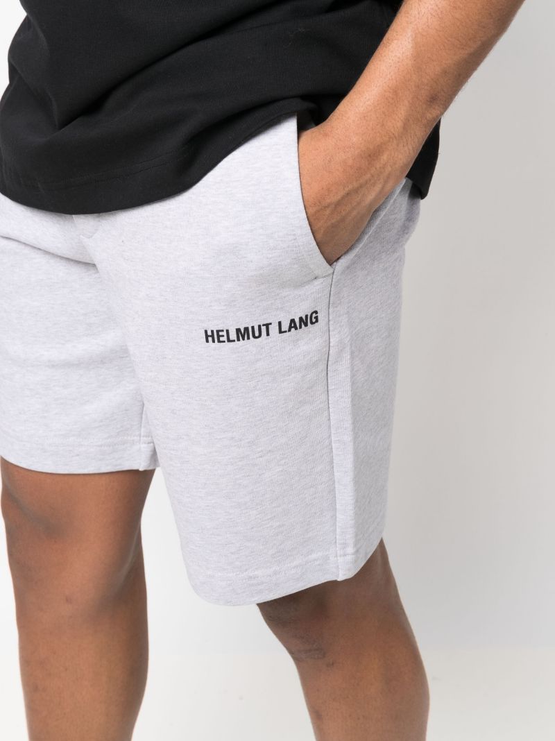 Grey Core Logo Print Cotton Shorts