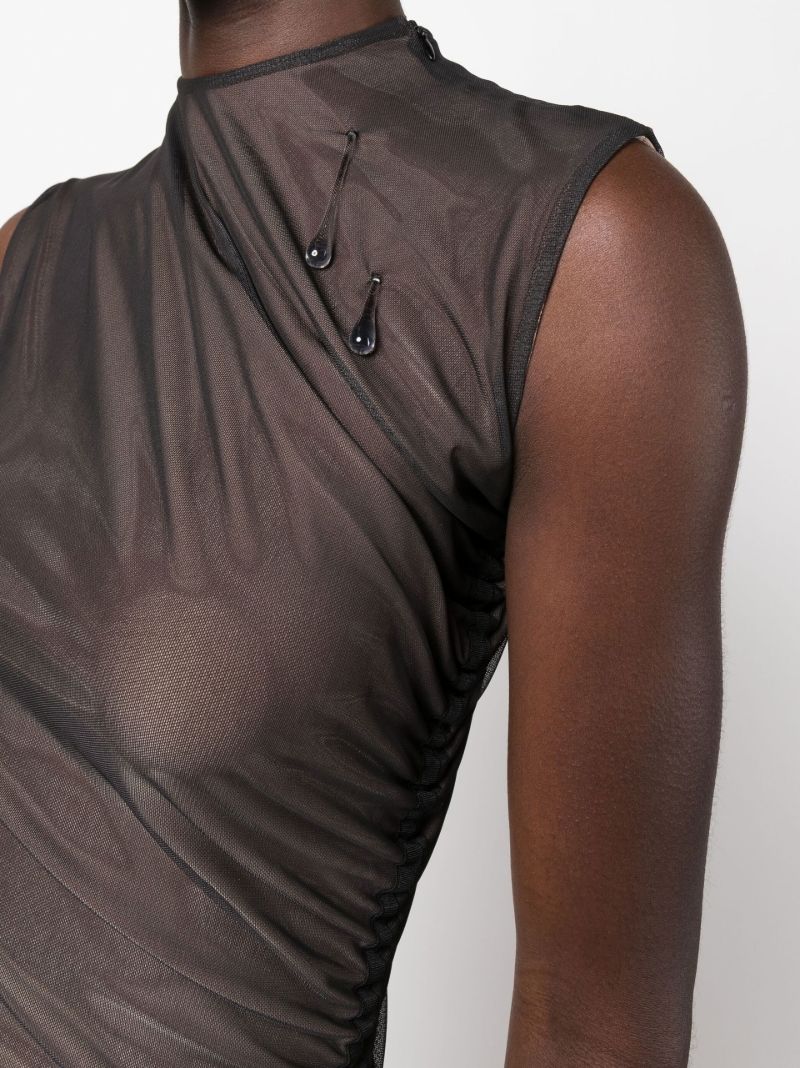 Brown Antares Ruched Two-tone Midi Dress