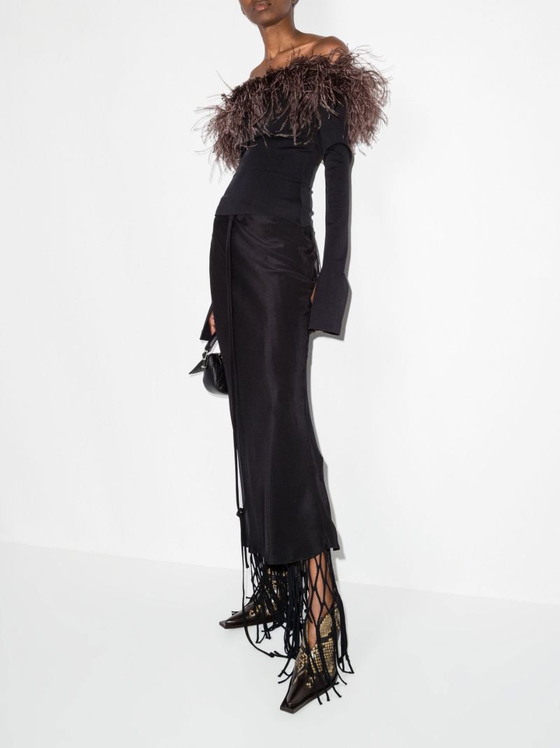 Black Orion Off-the-shoulder Feather Top