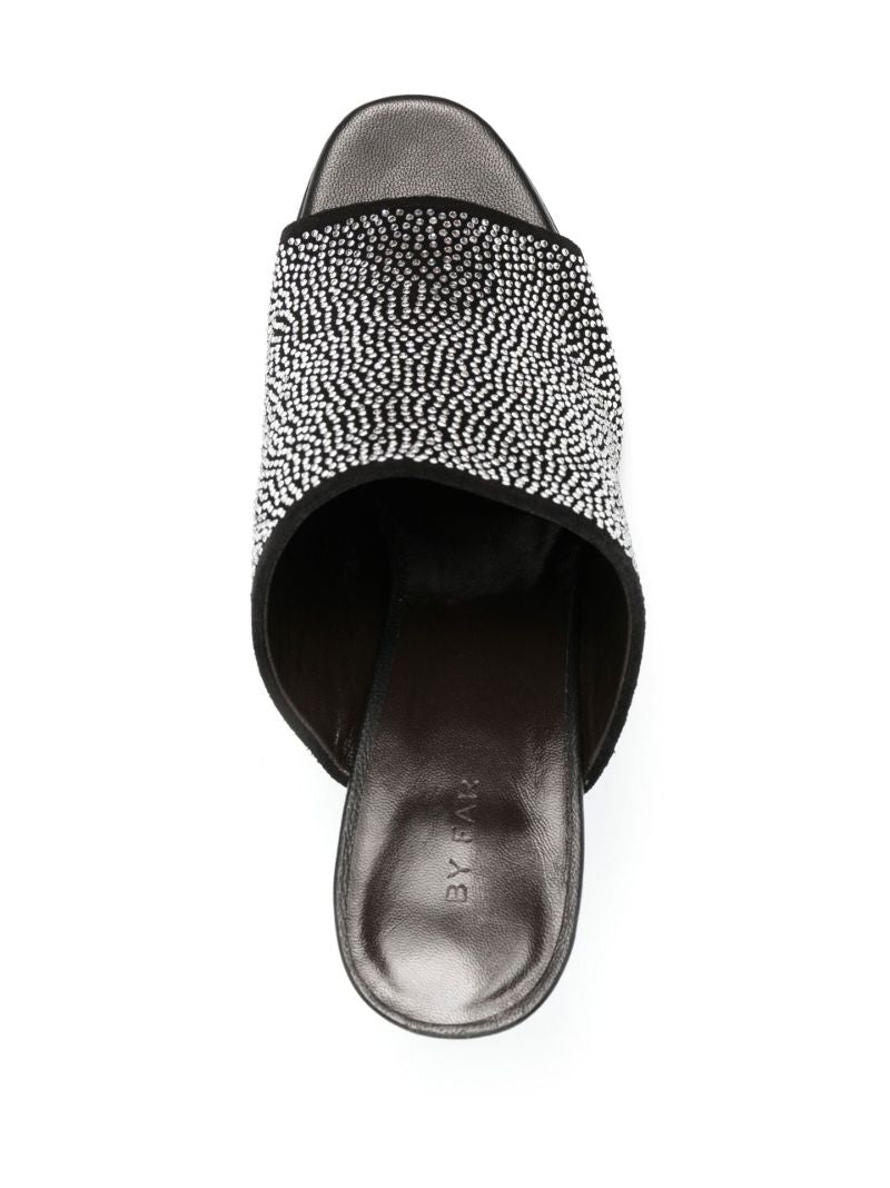 Black Luz 100 Crystal Suede Mules