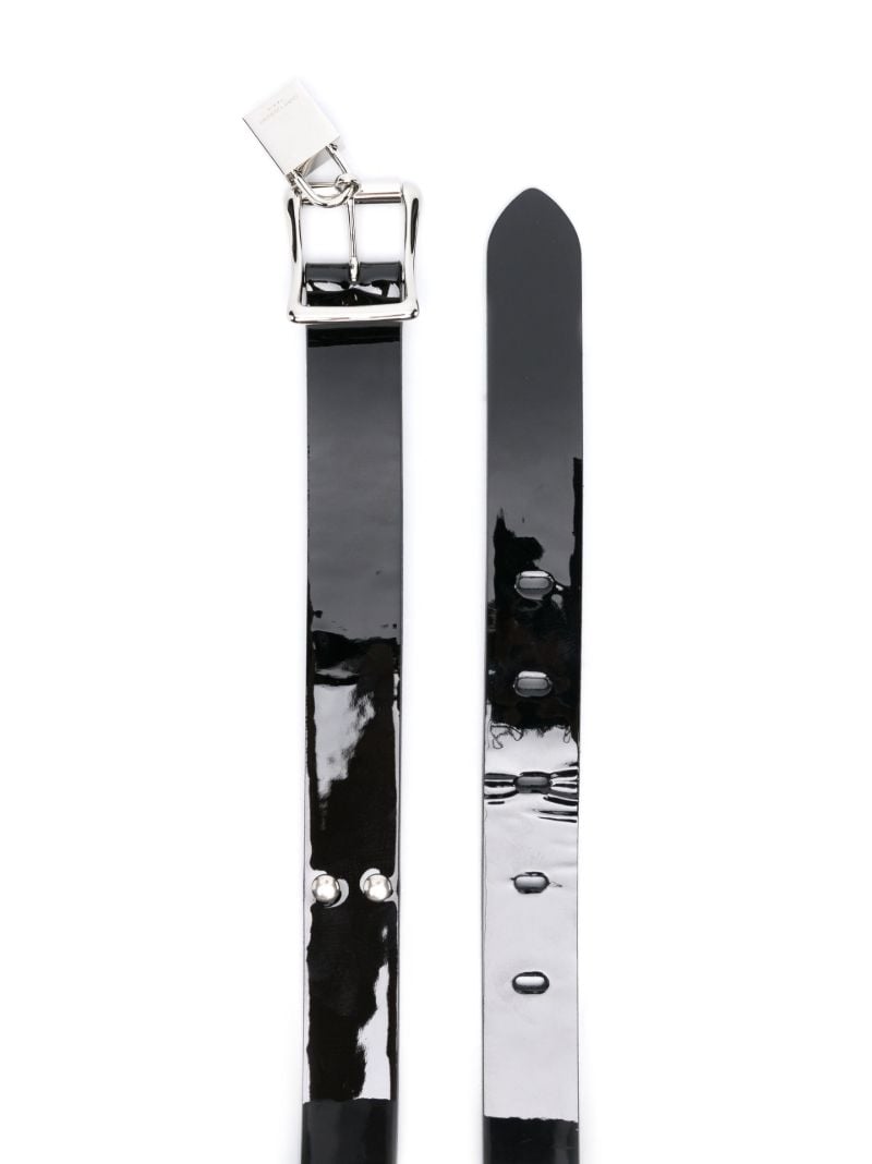 Black Padlock-detailed Leather Belt