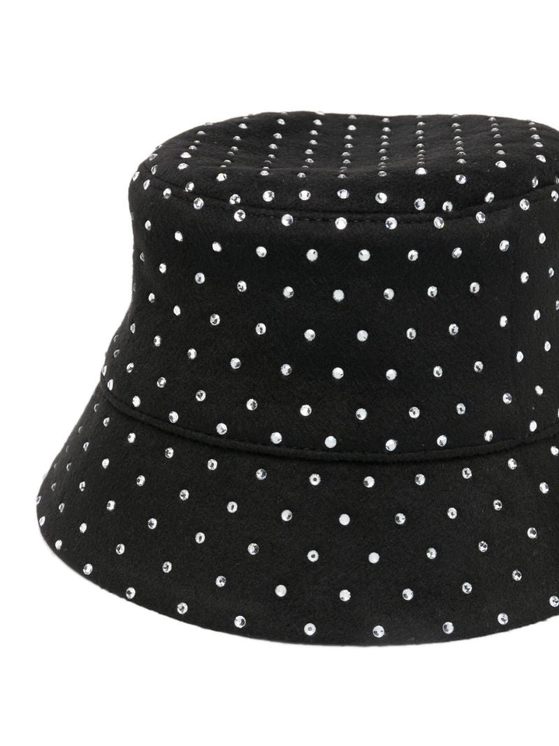 Black Embellished Wool Bucket Hat