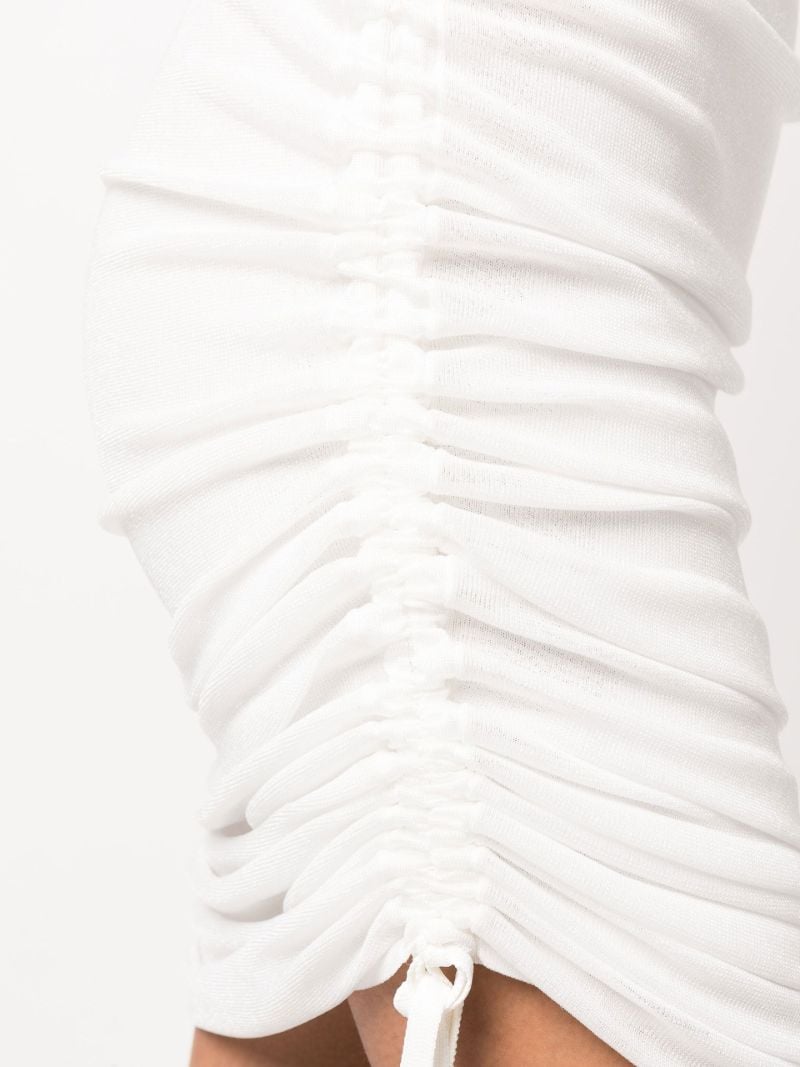 White Semi-sheer Draped Mini Dress