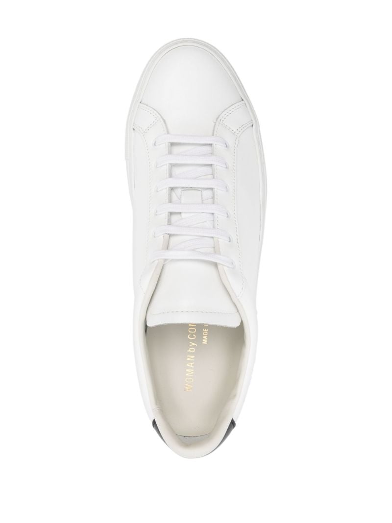 White Retro Leather Low-top Sneakers