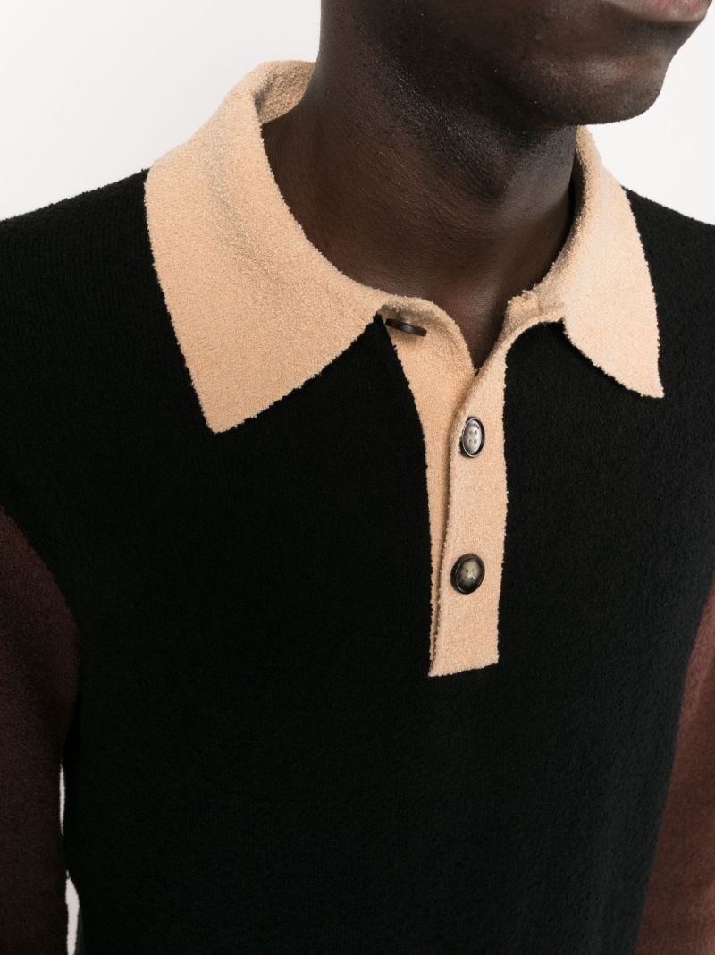 Black Saber Colourblock Long Sleeve Polo Shirt
