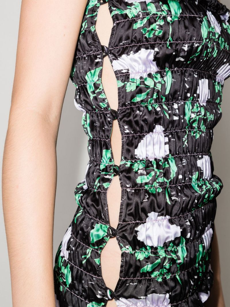 Black Floral Bandeau Midi Dress