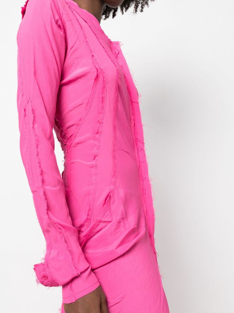 Pink Draped Raw Edge Maxi Dress