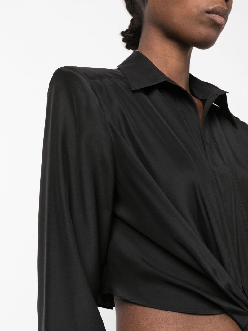 Black Tokai Twist Silk Mini Shirt Dress