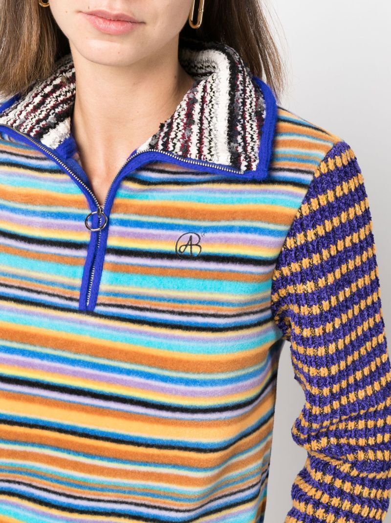 Blue Half-zip Striped Sweater