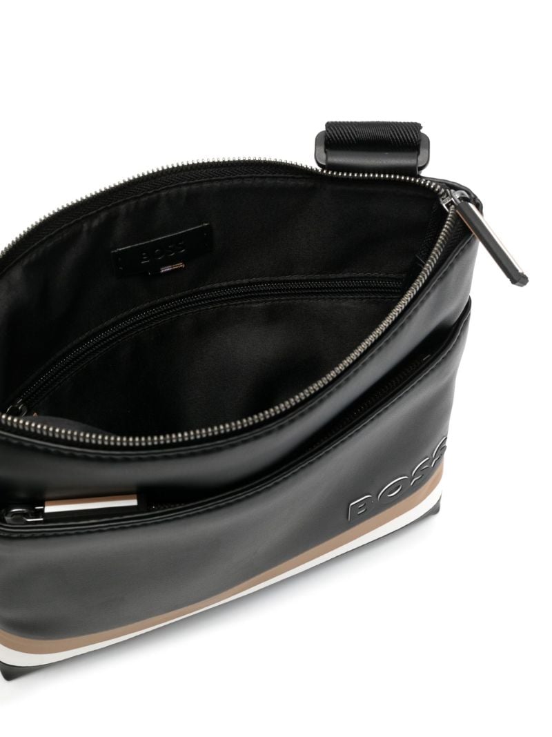 Black Striped Faux Leather Cross Body Bag
