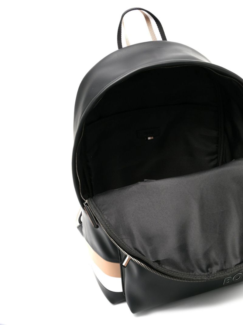 Black Striped Leather Backpack
