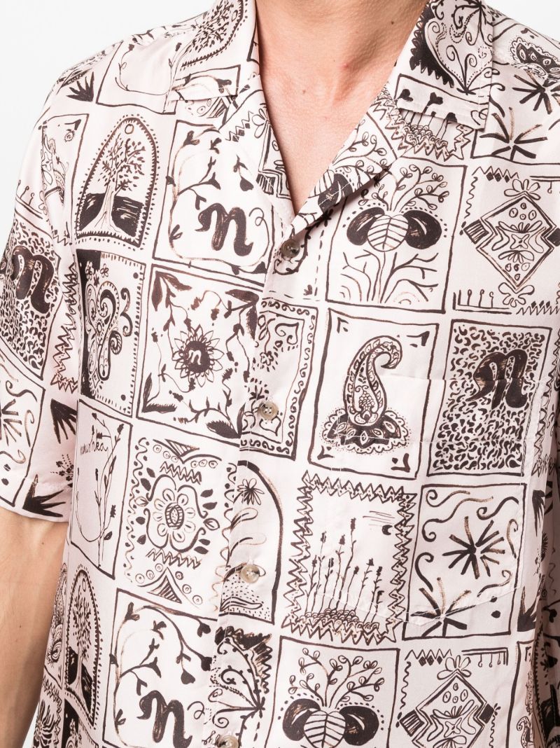 Neutral Bodil Printed Silk Shirt
