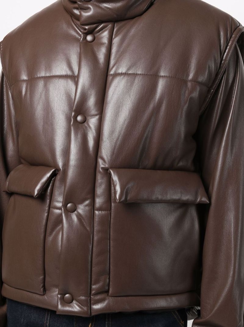 Brown Jovan Faux Leather Puffer Gilet