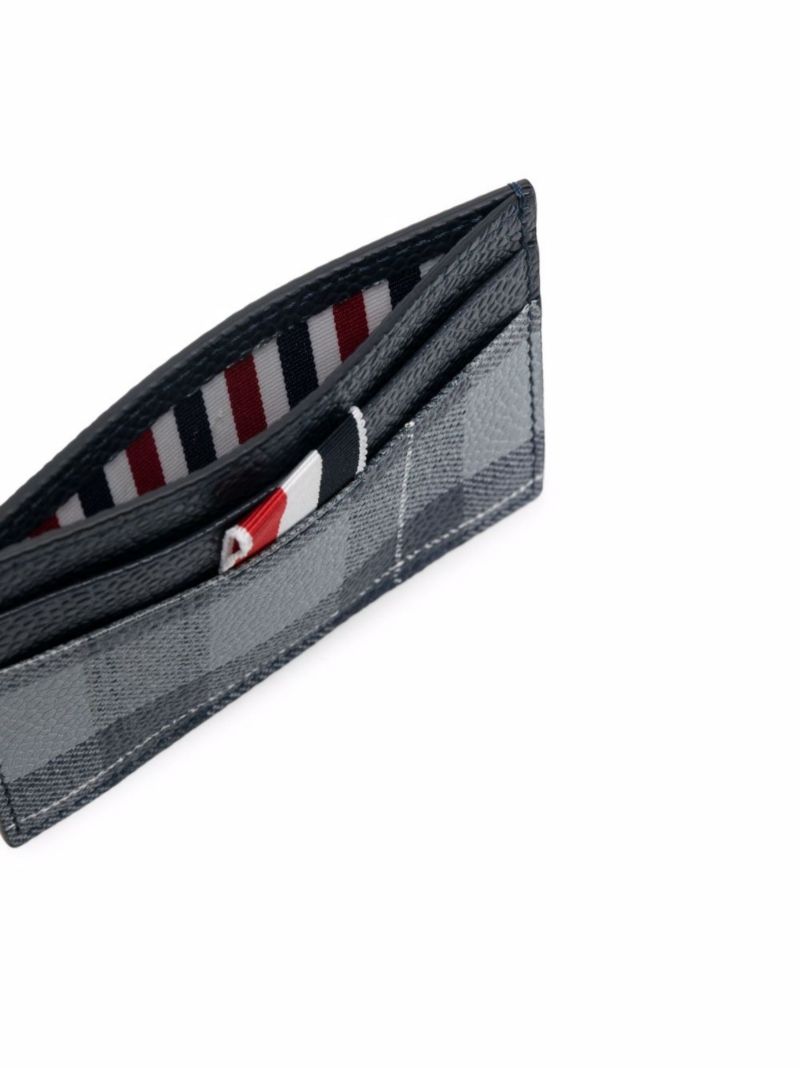 Grey Tartan Print Leather Card Holder