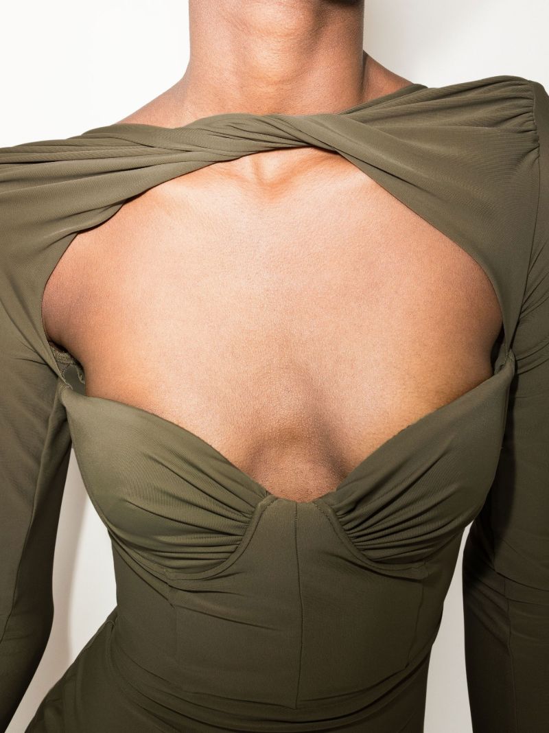 Green Barett Twist Knot Mini Dress