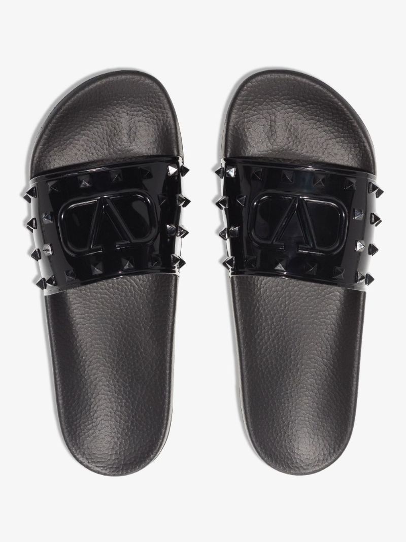 Black Summer Vlogo Rubber Slides