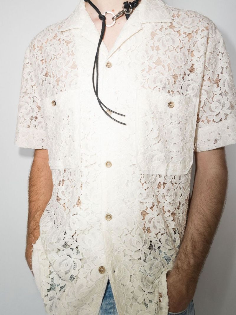 Fline Short Sleeve Lace Shirt