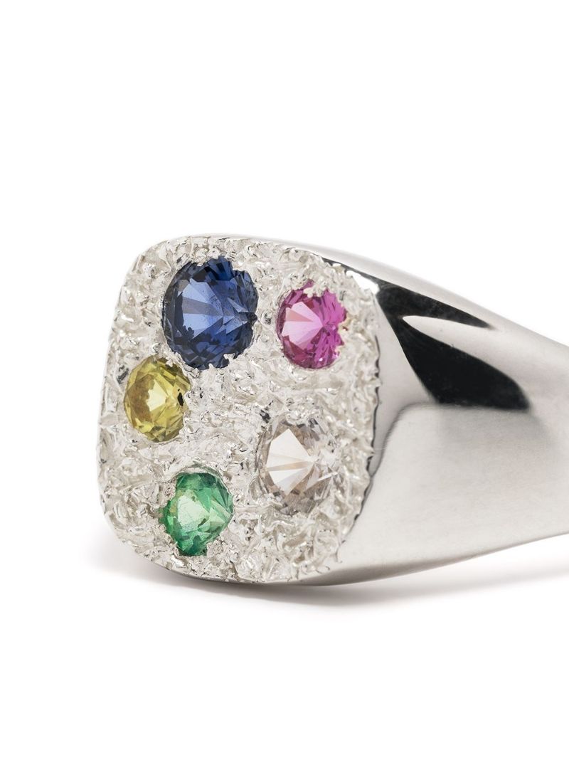 Sterling Silver Hanging Basket Sapphire Ring