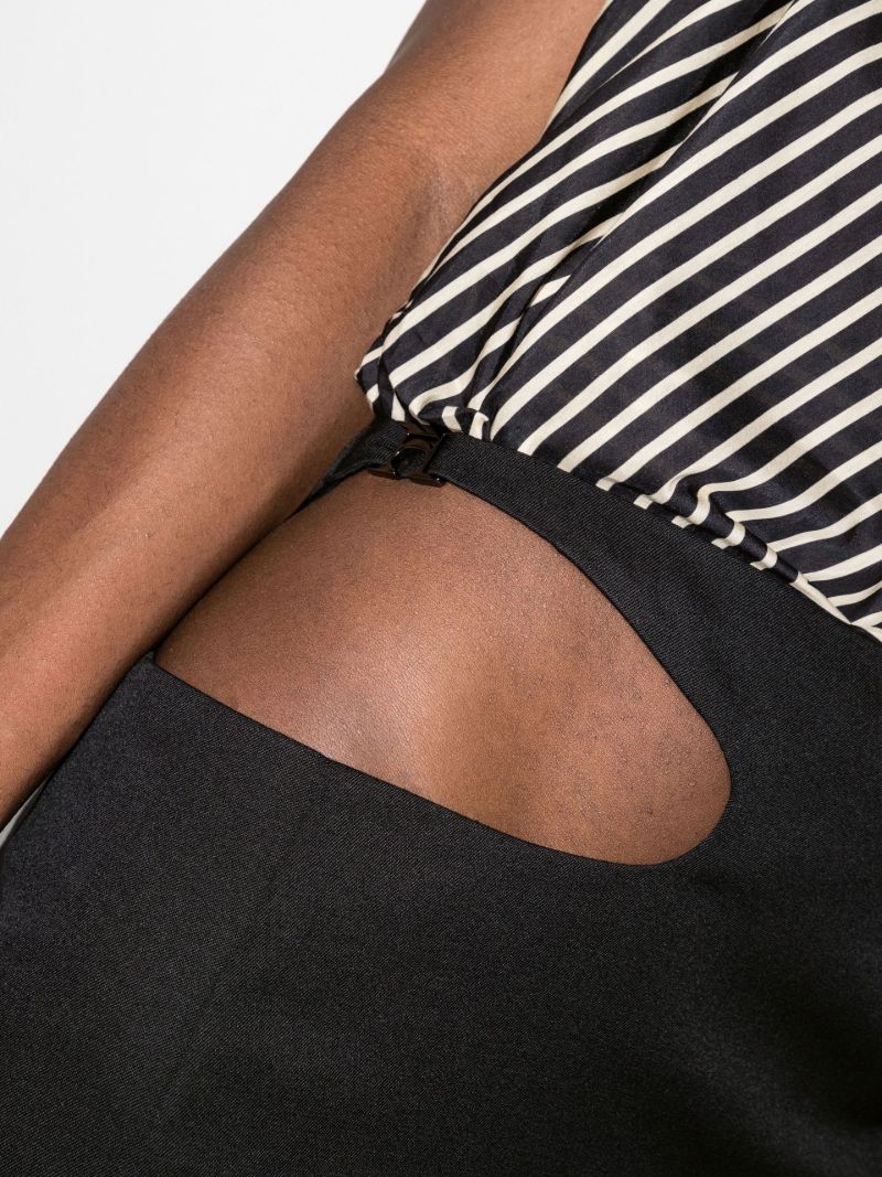 Black Curve Hole Wool Mini Skirt
