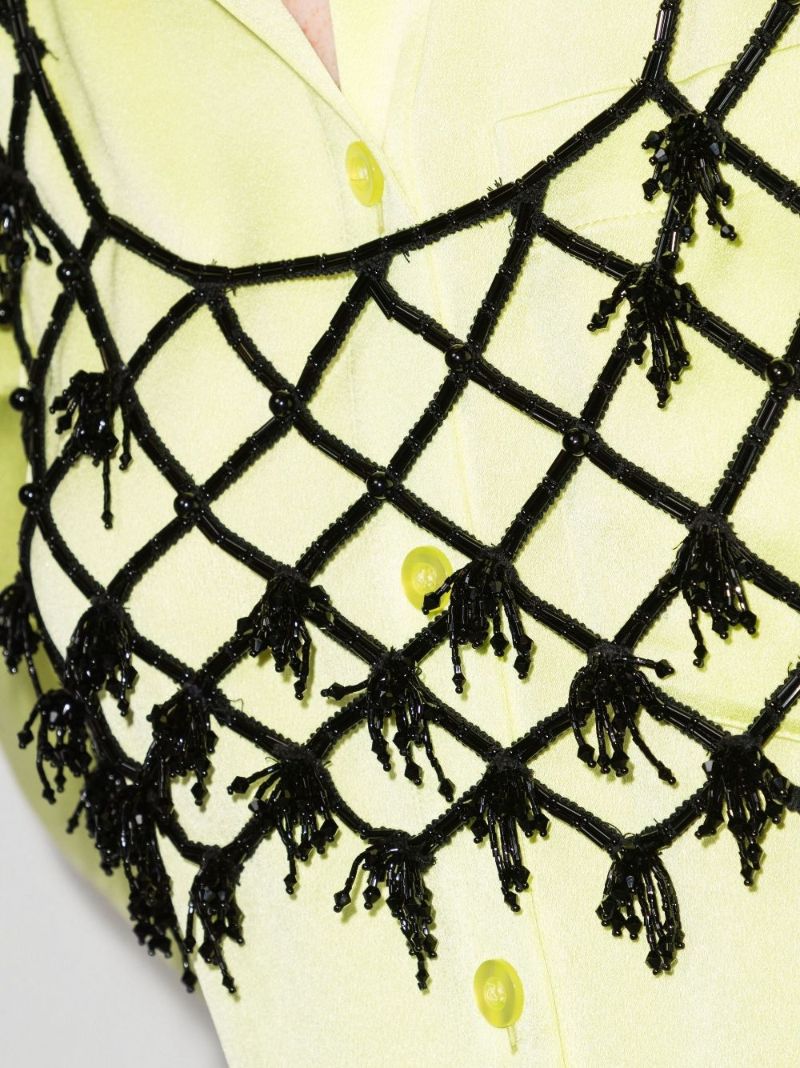 Black Beaded Net Crop Top