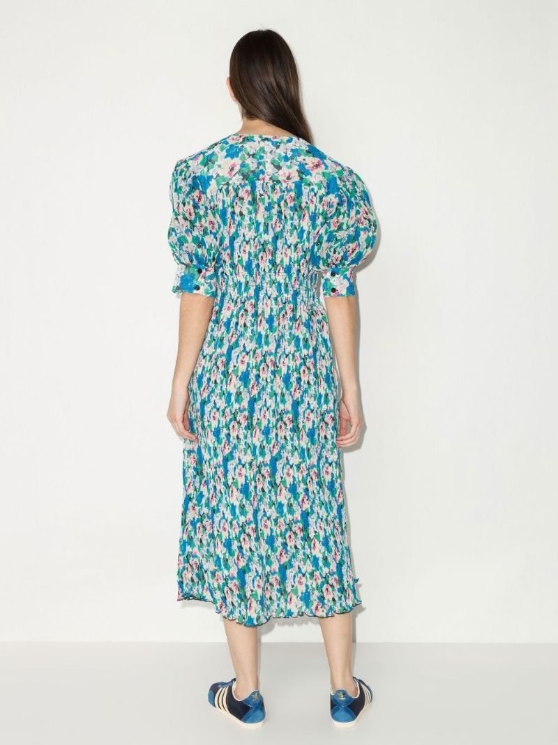 Floral Print PlissÃ_x0083_© Midi Dress