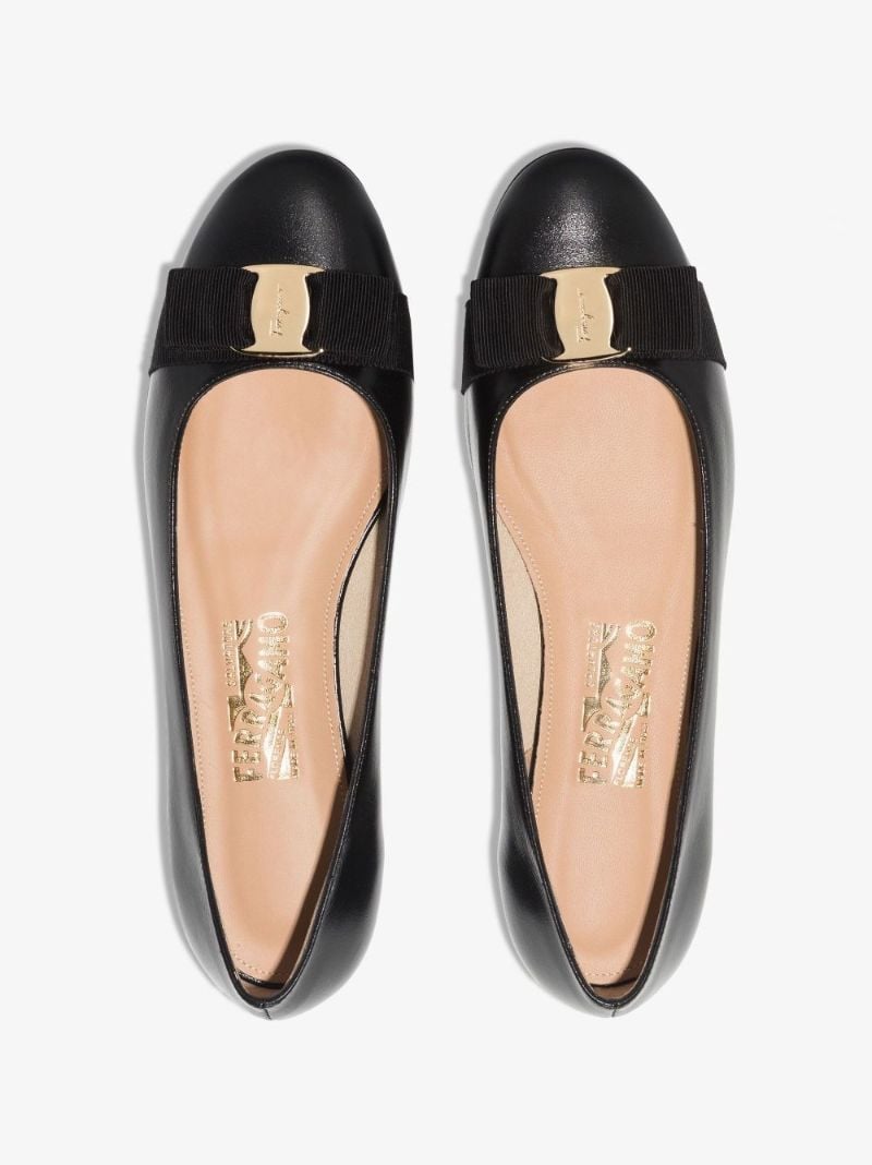 Black Varina Ballerina Leather Pumps