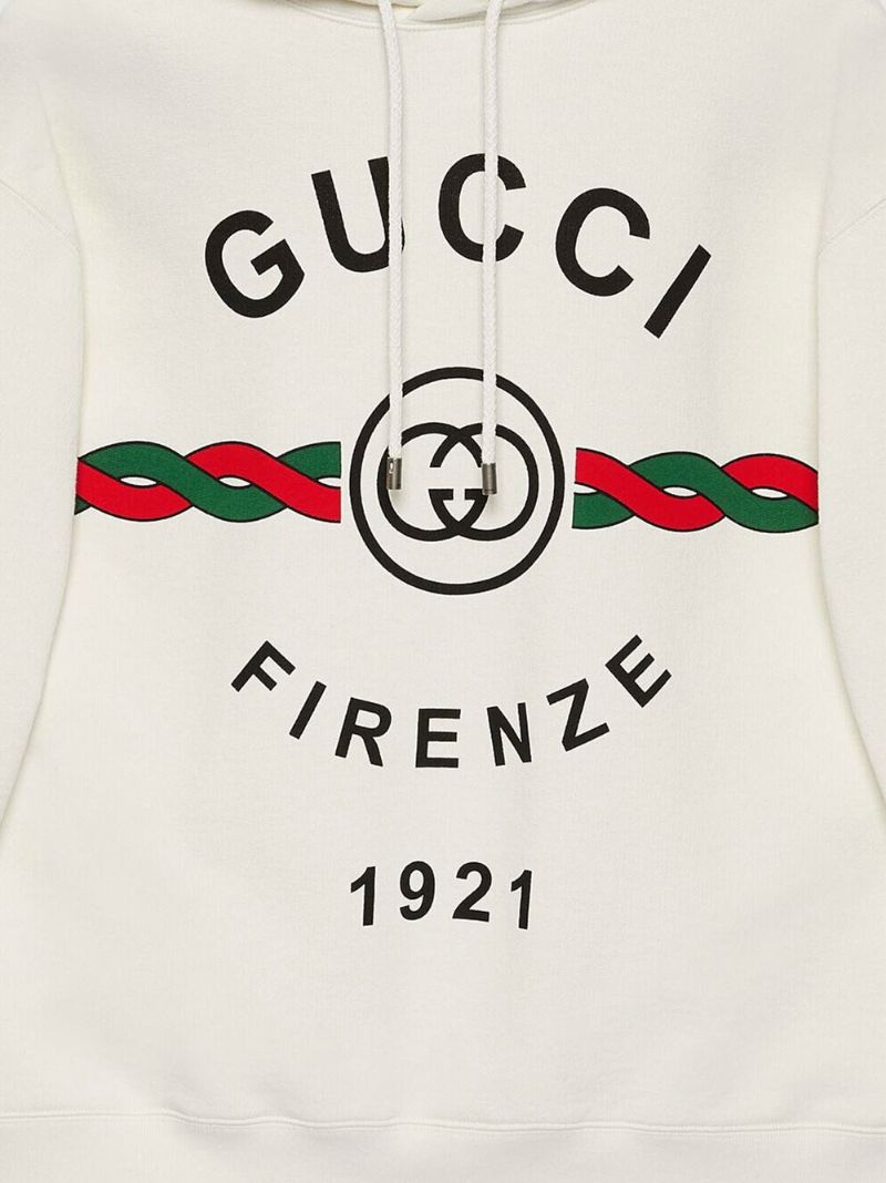 White Firenze 1921 Logo Print Hoodie