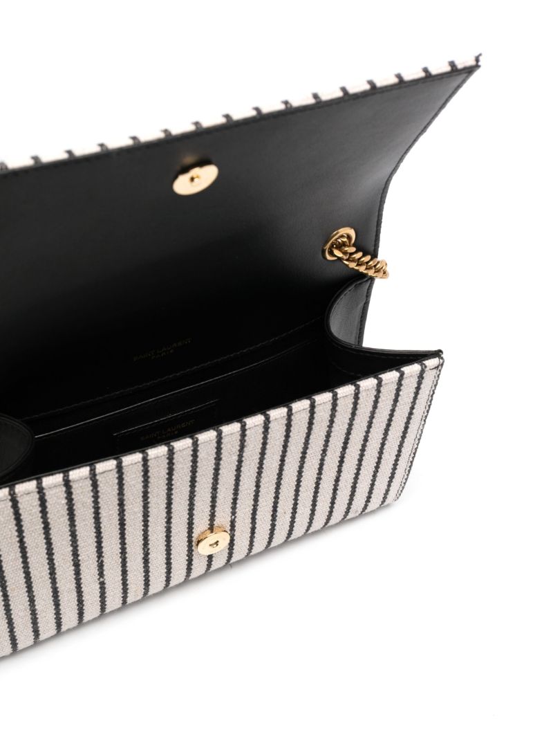 White Kate Striped Canvas Shoulder Bag