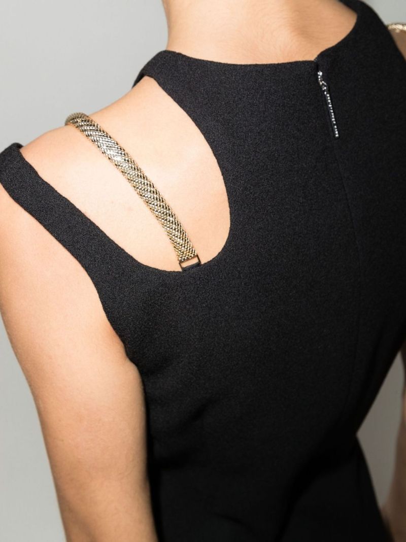 Black Chain Cutout Wool Mini Dress