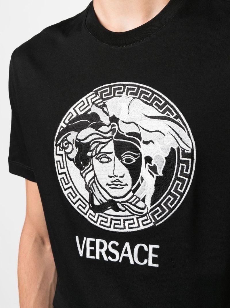 Black Medusa Print Cotton T-shirt