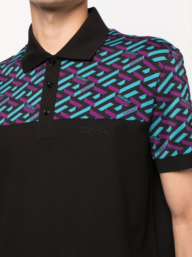 Black La Greca Cotton Polo Shirt