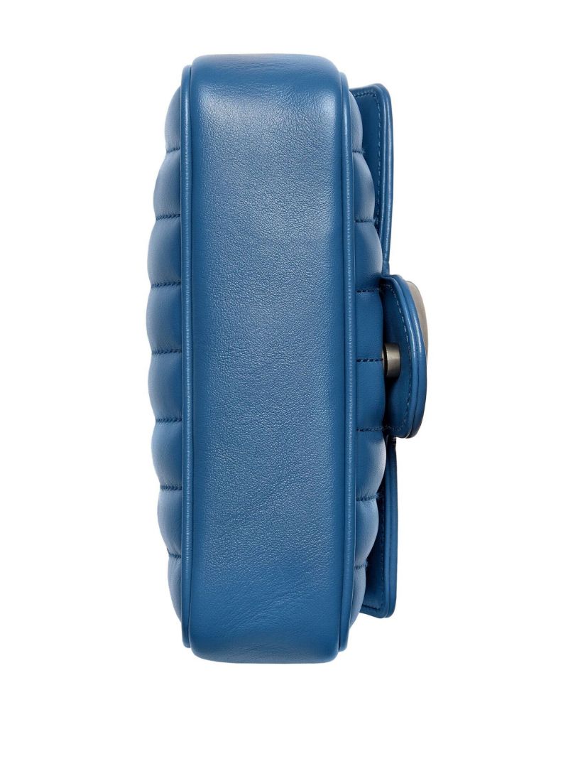 Blue Gg Marmont Super Mini Leather Shoulder Bag