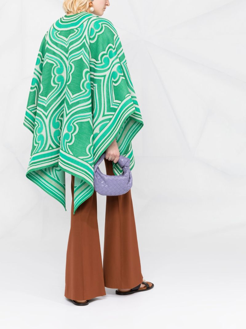 Green Geometric Pattern Cotton Cape