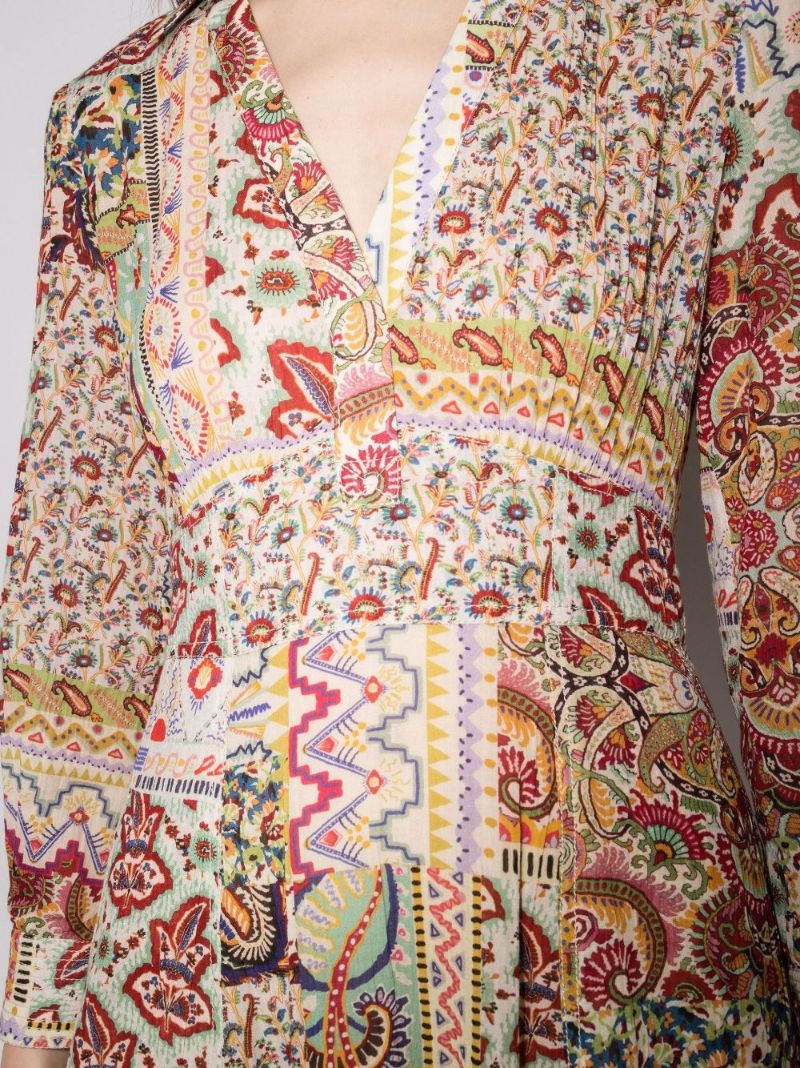 Maggie Paisley Print Cotton Midi Dress