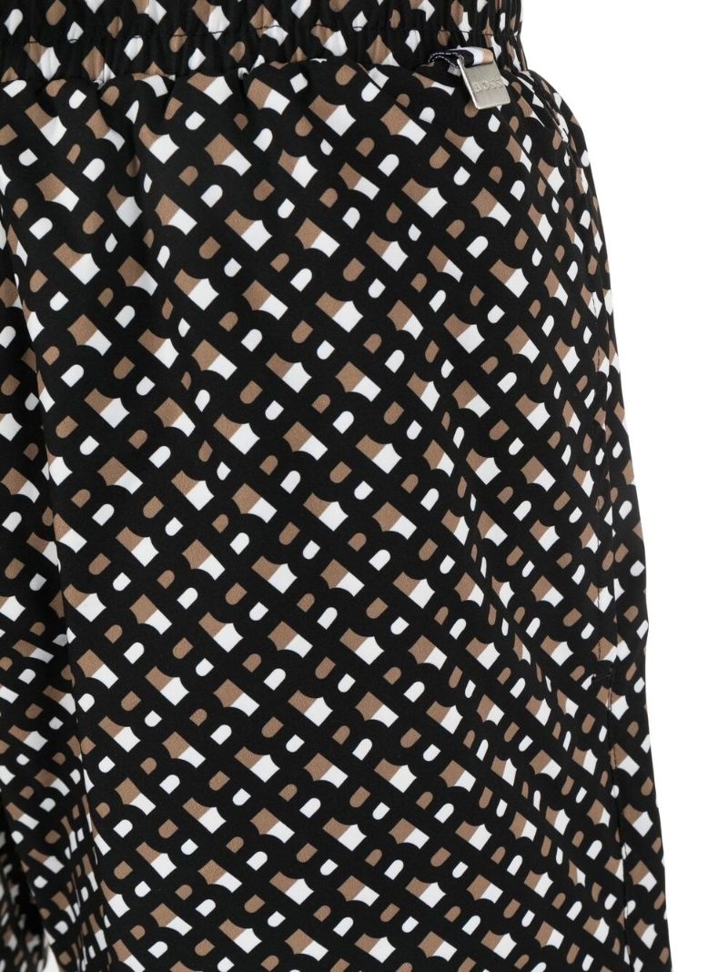 Black Monogram Print Swim Shorts