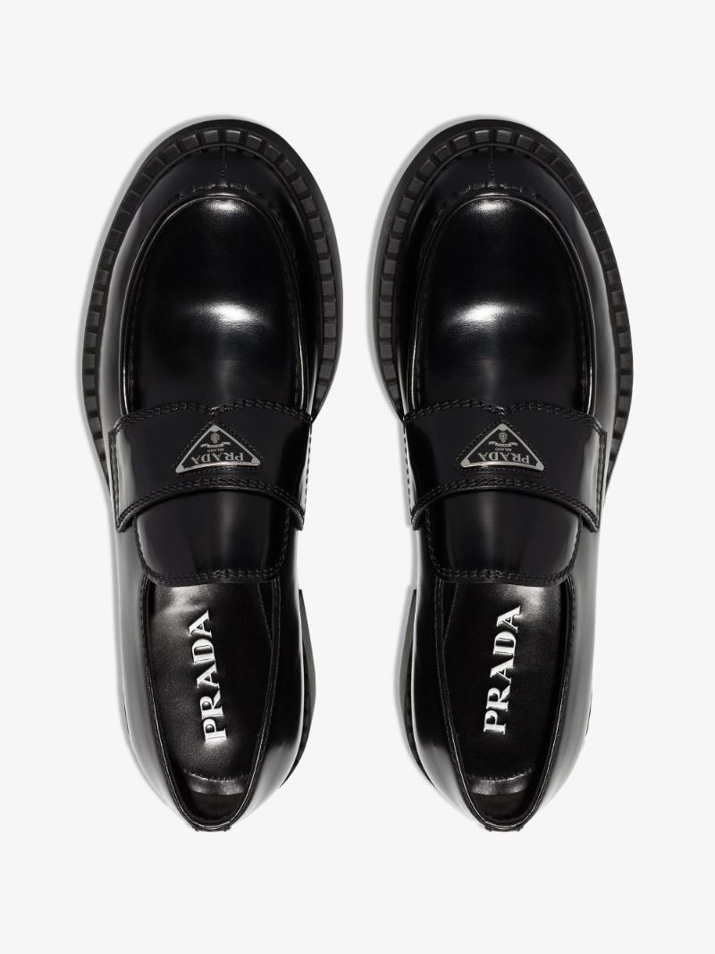 Black Brushed Leather Loafers