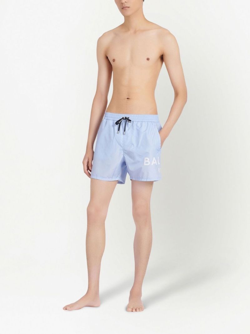 Blue Logo Print Swim Shorts