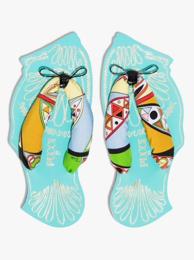 Blue Girandole Print Flip Flops