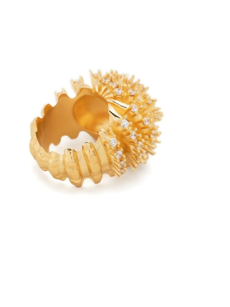 Gold-plated Fern Crystal Ring
