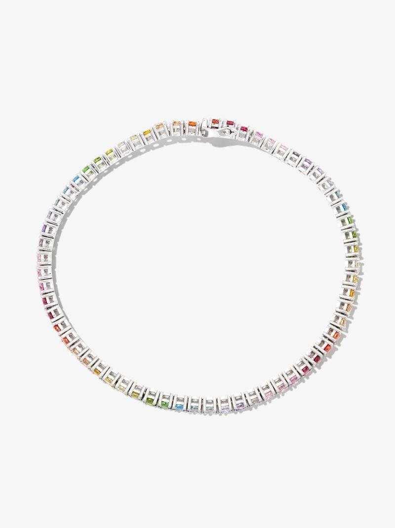 Sterling Silver Rainbow Crystal Tennis Bracelet