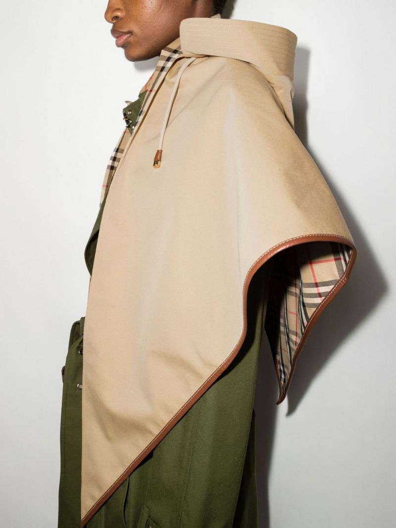 Neutral Check Cotton Hooded Poncho