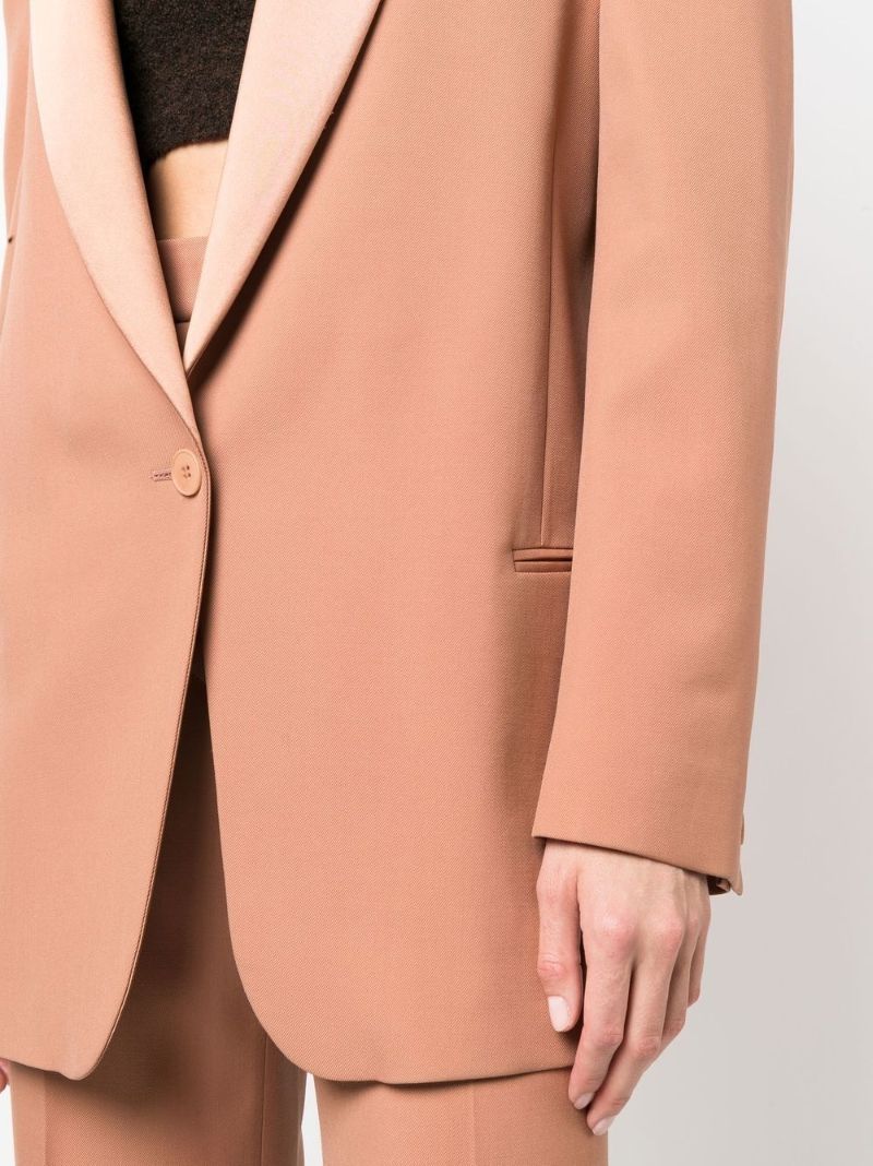 Neutral Satin Lapel Single-breasted Cotton Blazer