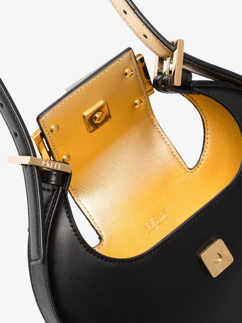 Black Croissant Mini Leather Shoulder Bag