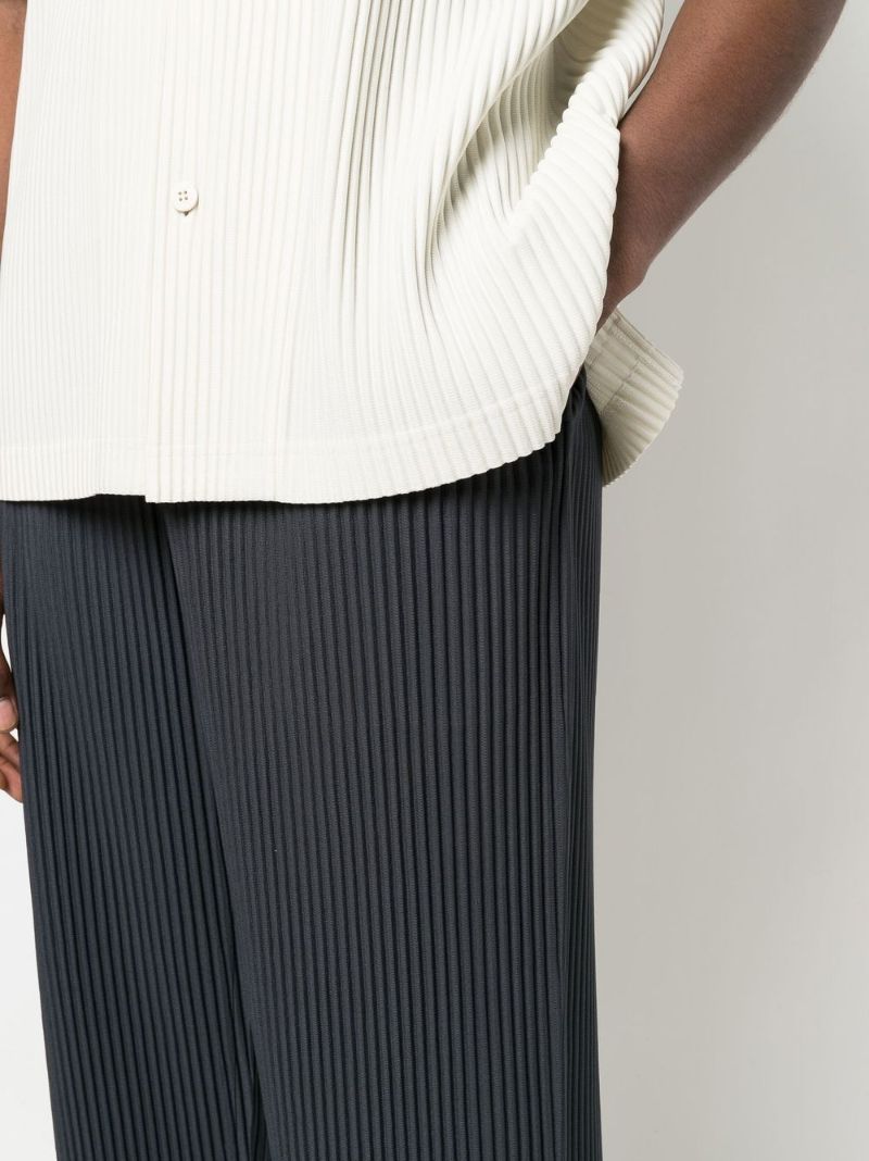 Grey Colour Pleats PlissÃ_x0083_© Straight Leg Trousers