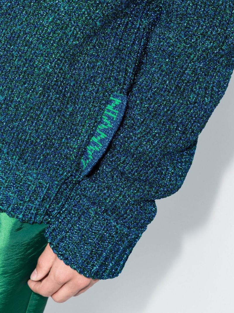 Green Metallic Knitted Sweater