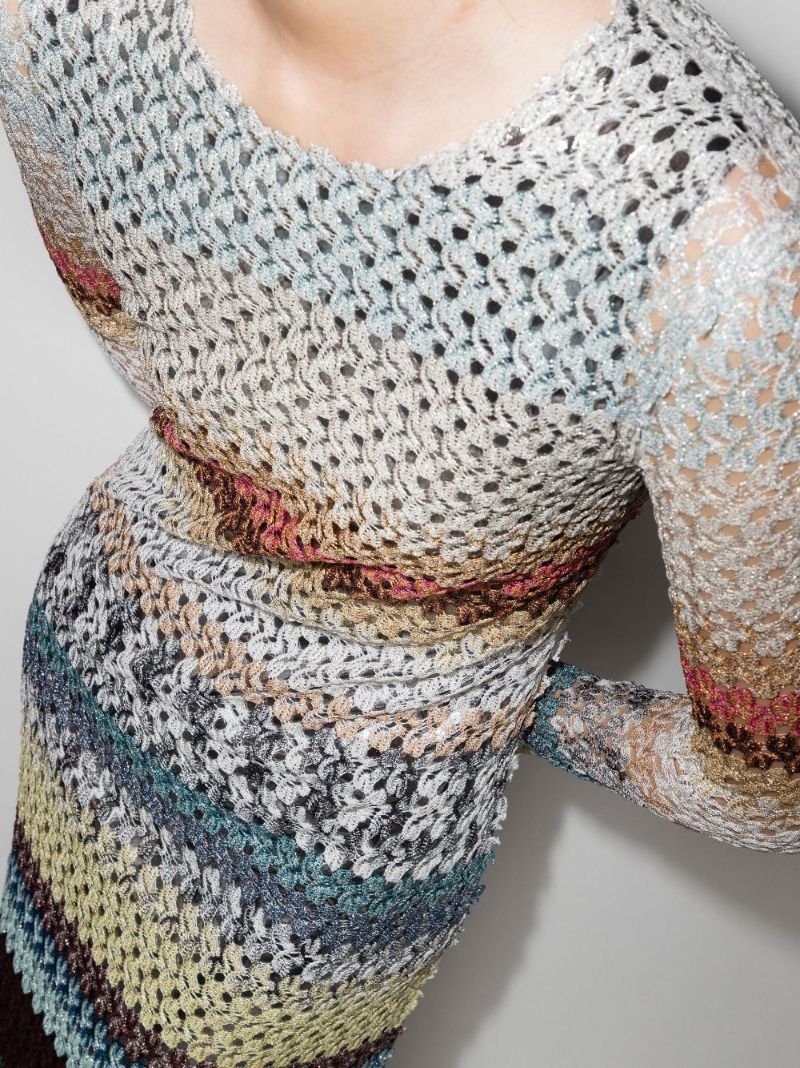 Metallic Striped Crochet Dress